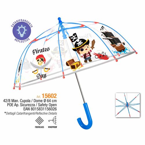 Pirates transparent manual umbrella 42cm