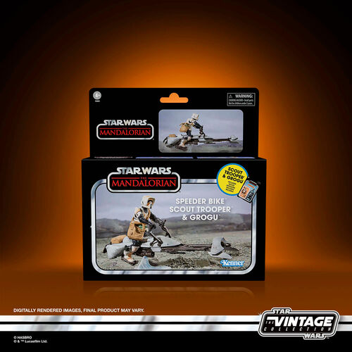 Figura Speeder Bike Scout Trooper & Grogu the Mandalorian Star Wars 9cm