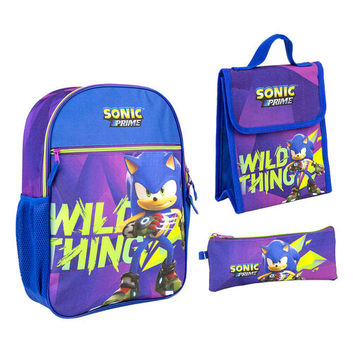 Sonic Prime pencil case + lunch box + backpack 42cm