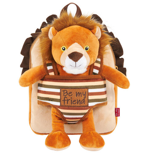 Lenny Lion reversible backpack with plush toy 25cm