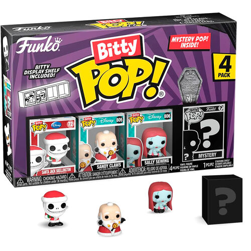 Blister 4 figuras Bitty POP Disney Pesadilla Antes de Navidad Santa Jack