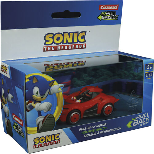 Sonic The Hedgehog - Coche de carreras de juguete fundido a presión para  niños, paquete con auto Sonic Pull Back de Sonic Plus Stickers y más (juego
