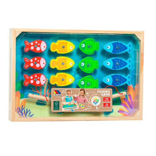 15PCS Magnet Wooden Toys Fishing Games Set Wood Magnetic Game Kids