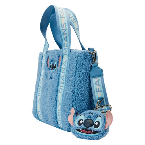 Loungefly Disney Stitch plush tote bacg with coin bag