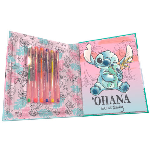 Disney Stitch notebook + 6 gel pens set