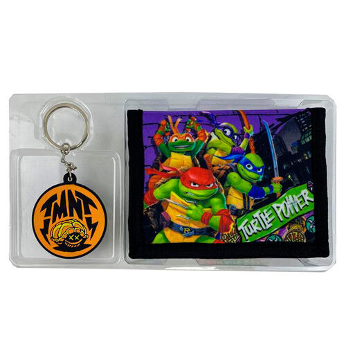 Ninja Turtles Mutant Mayhem wallet + keychain set