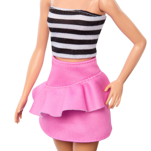Barbie Fashionista Top Striped Pink Skirt doll