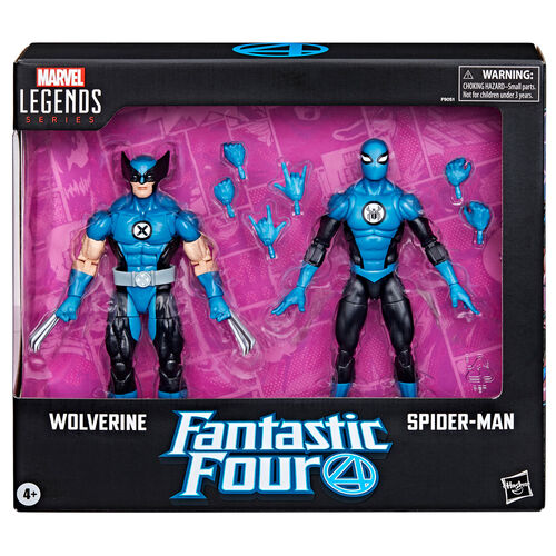 Blister 2 figuras Wolverine Spiderman Los 4 Fantasticos Marvel