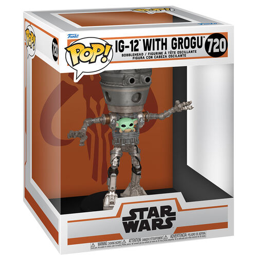 Figura POP Deluxe Star Wars The Mandalorian IG-12 with Grogu