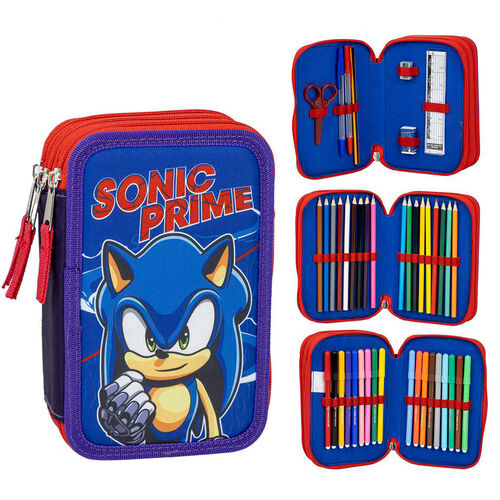 Sonic Prime triple pencil case