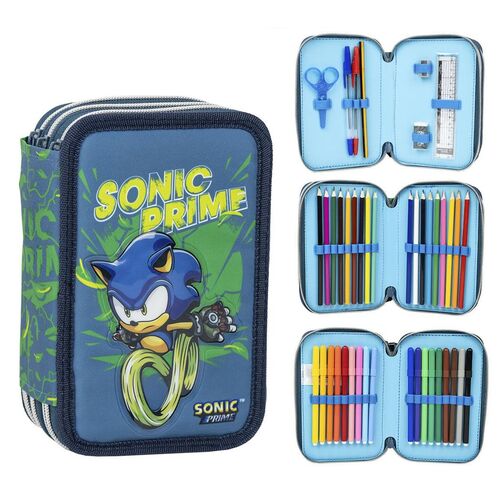 Sonic Prime triple pencil case