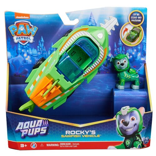 Blister 2 figuras Rocky Vehiculos Aqua Pups Patrulla Canina Paw Patrol