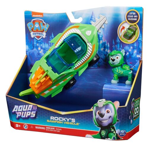 Paw Patrol Rocky Vehicles Aqua Pups pack figures