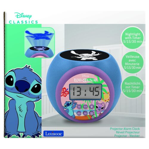 Reloj alarma proyector Stitch Disney