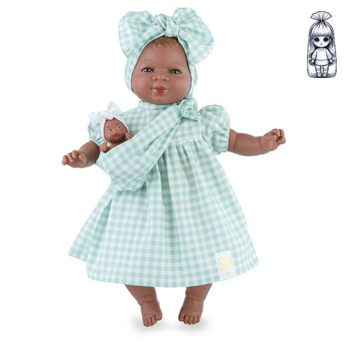 Mueca Maria Con beb Vichy Menta 45cm