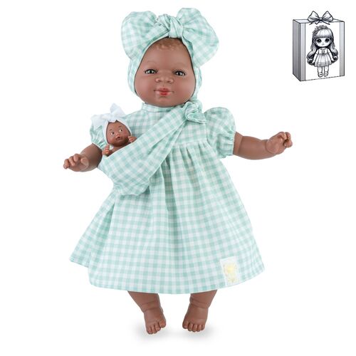 Mueca Maria Con beb Vichy Menta 45cm