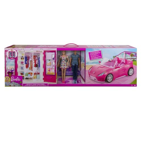 Barbie Dolls + wardrobe + convertible