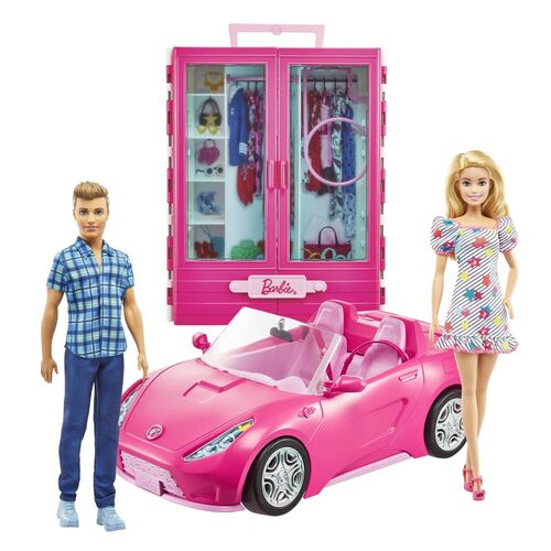 Barbie Dolls + wardrobe + convertible