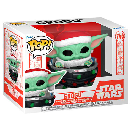 POP figure Star Wars Grogu with Santa Hat in Pram