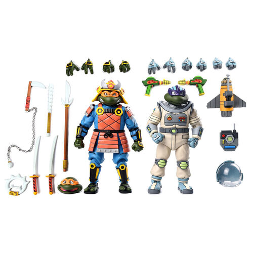 Set 2 figuras Space Adventure Donatello & Samurai Adventure Michelangelo Tortugas Ninja 18cm