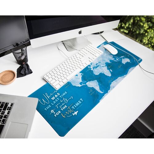 Watercolour Map of the World gaming desk mat