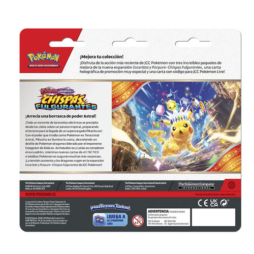 Blister juego cartas coleccionables Chispas Fulgurantes Escarlata y Purpura Pokemon espaol surtido