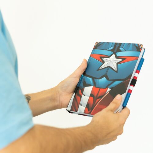 Cuaderno A5 premium + boligrafo Capitan America Marvel