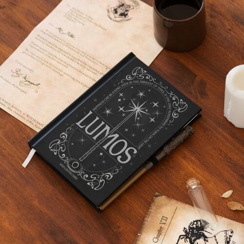 Cuaderno A5 premium led + boligrafo Lumos Harry Potter