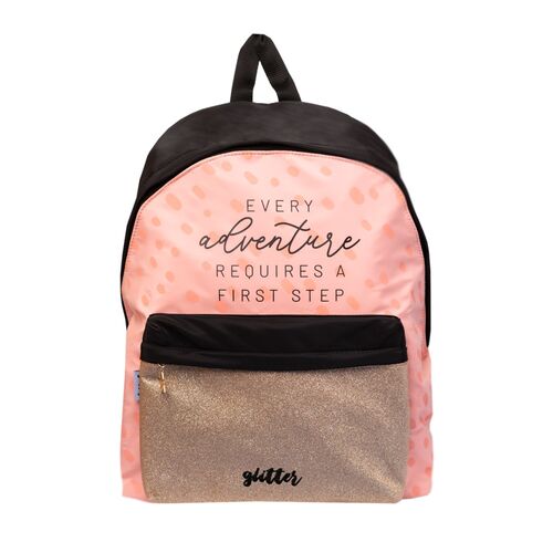 Glitter Every Adventure Requires a First Step backpack 42cm