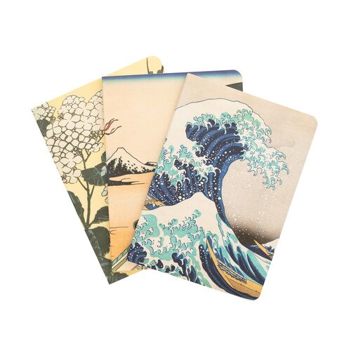 Set 3 cuadernos A6 La Gran Ola de Kanagawa Hokusai