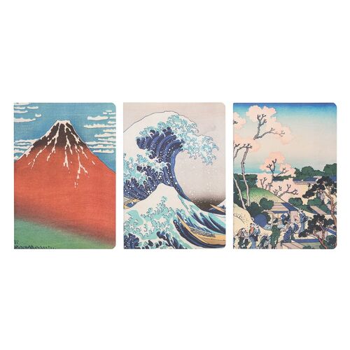 The Great Wave of Kanagawa Hokusai pack 3 A5 notebooks