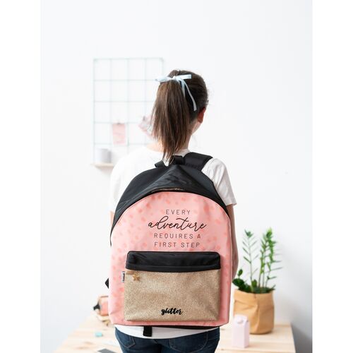 Mochila Every Adventure Requires a First Step Glitter 42cm