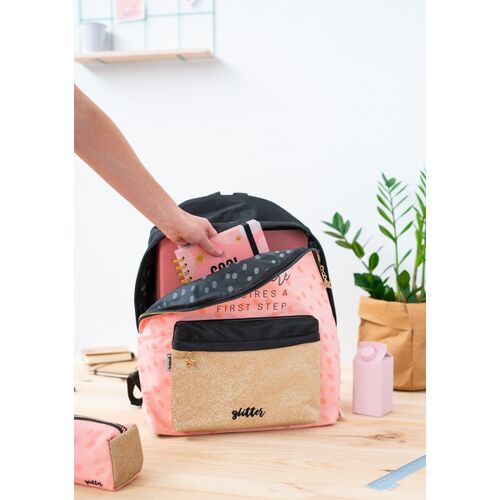 Mochila Every Adventure Requires a First Step Glitter 42cm