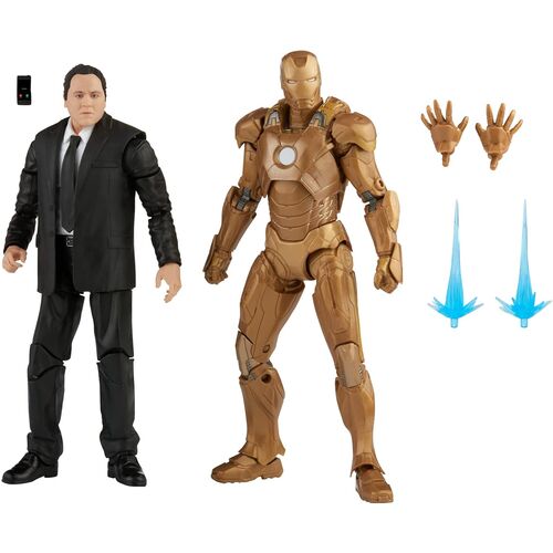 Set 2 figuras Happy Hogan and Iron Man Mark XXI Iron Man 3 The Infinity Saga Marvel 15cm