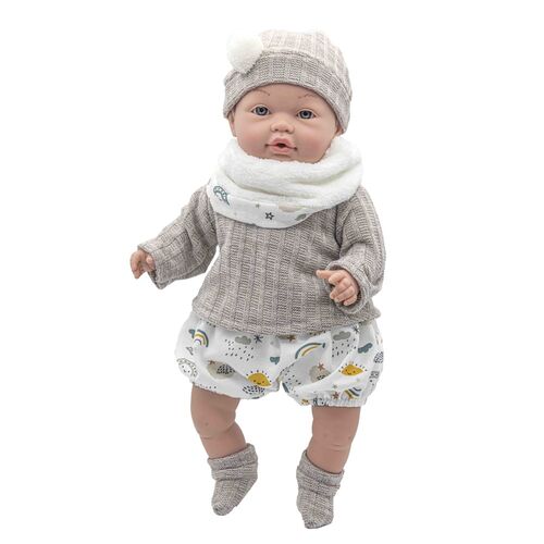 Baby doll reborn Daniela cry grey scarf