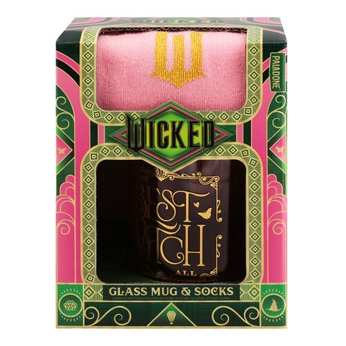 Wicked Glinda Set of Glass Mug + socks