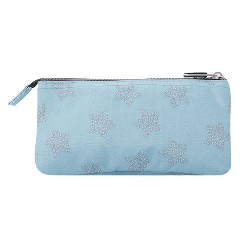 Blue board and stars triple pencil case