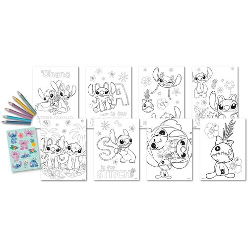 Disney Stitch colouring stickers set