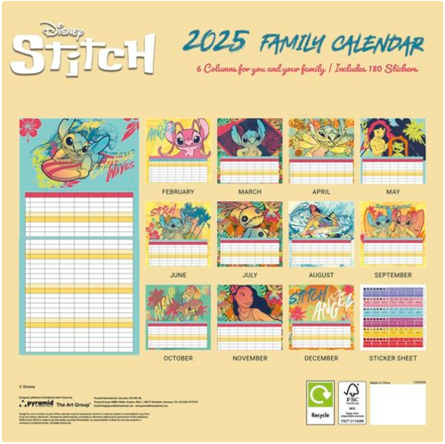 Disney Stitch Family planning calendar