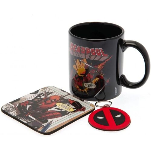 Marvel Deadpool Mug + keychain + coaster