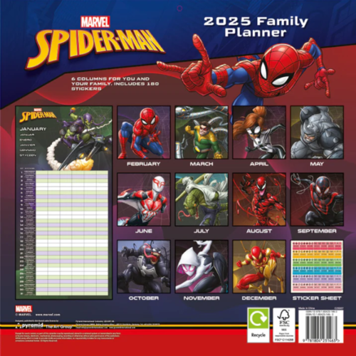 Calendario planificador familiar Spiderman Marvel