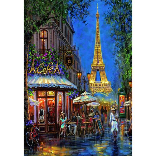 High Quality Night at the Eiffel Cafe puzzle 500pcs