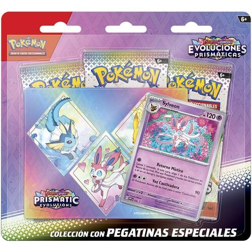 Blister juego cartas coleccionables Tech Sticker Collection Evoluciones Prismaticas Pokemon español