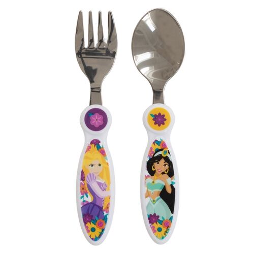 Set 2 cubiertos metalicos Princesas Disney